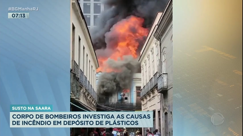 Vídeo: Corpo de Bombeiros investiga incêndio na Saara, centro do Rio