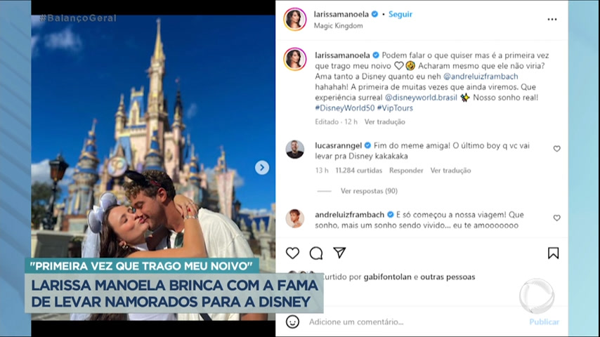 Vídeo: Larissa Manoela mantém tradição e viaja com noivo para a Disney