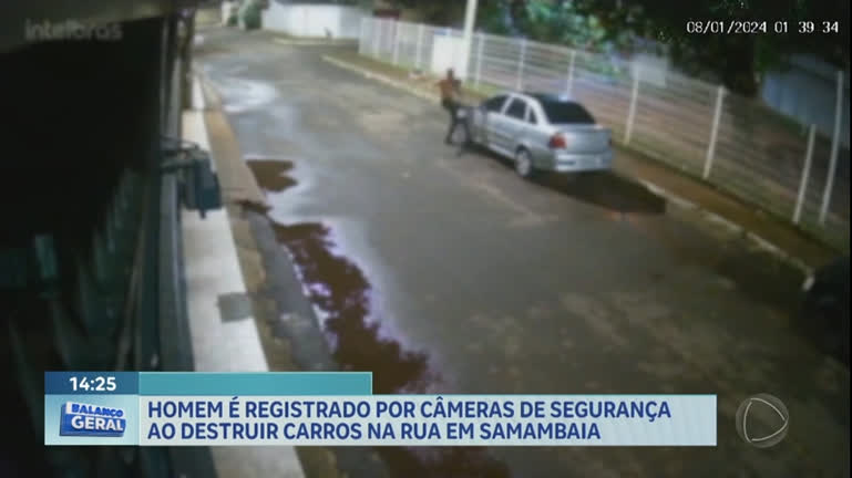 Vídeo: Homem é flagrado ao destruir carros em rua de Samambaia