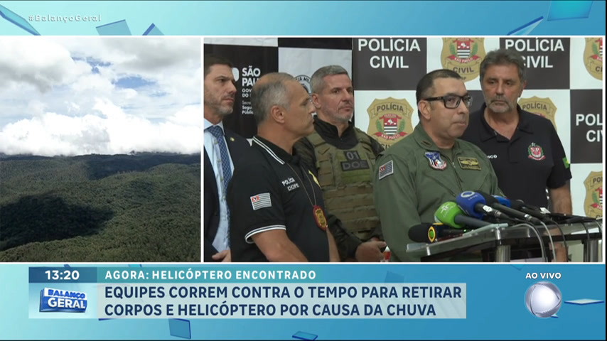 Vídeo: Polícia realiza coletiva de imprensa sobre helicóptero encontrado em SP