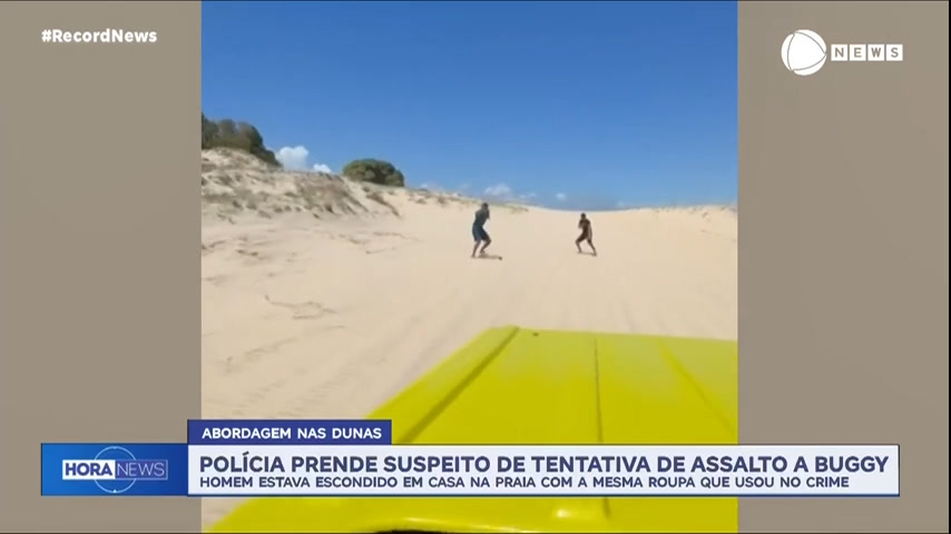 Vídeo: Polícia prende suspeito de tentar assaltar turistas durante passeio de buggy em dunas