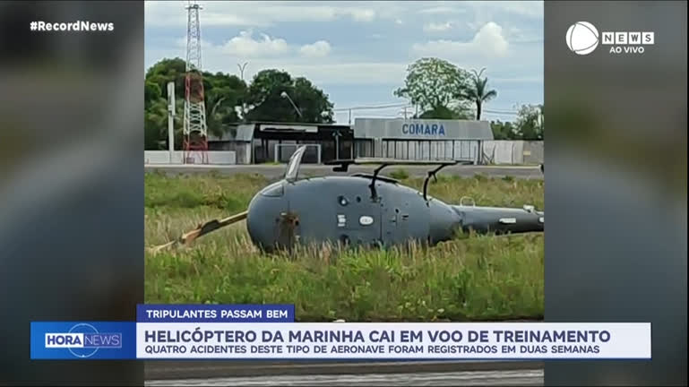 Vídeo: Helicóptero da Marinha cai durante voo de treinamento em Manaus (AM)