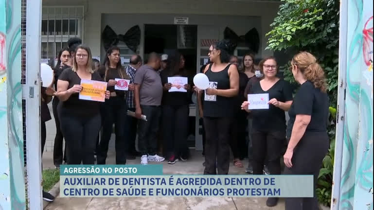 Vídeo: Funcionários de centro de saúde fazem protesto após agressão a auxiliar de dentista em BH