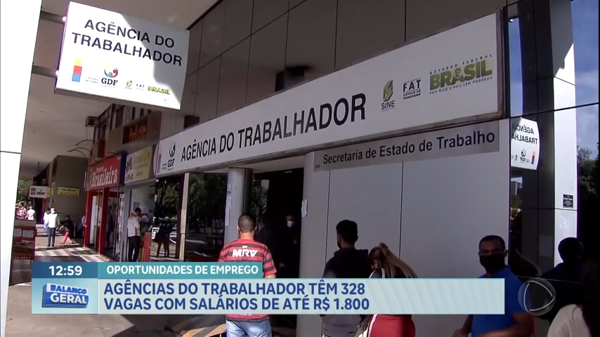 Vídeo: Agências do trabalhador tem 328 vagas com salários de até R$ 1.800