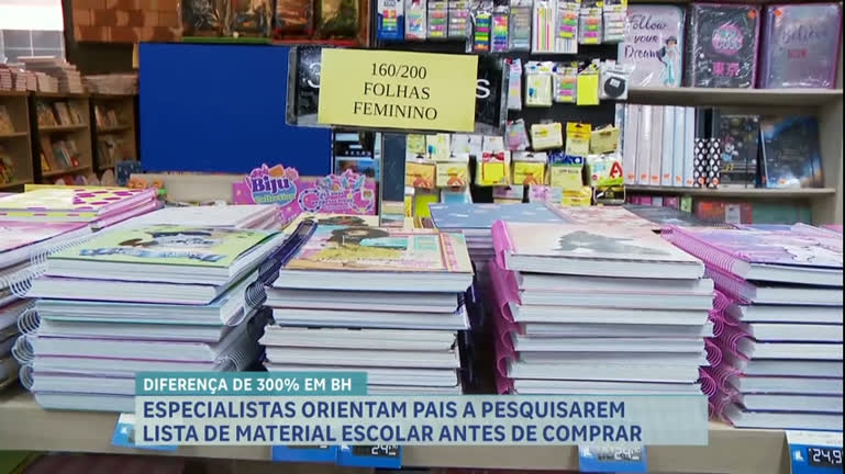 Vídeo: Pesquisa mostra que itens da lista de material escolar pode apresentar diferença de preço de 300% em BH