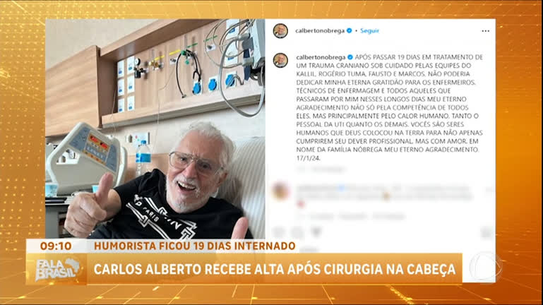 Vídeo: Carlos Alberto de Nóbrega recebe alta após fazer cirurgia e ficar 19 dias internado