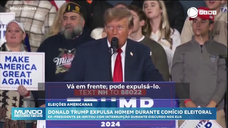 Vídeo: Donald Trump expulsa homem durante comício eleitoral