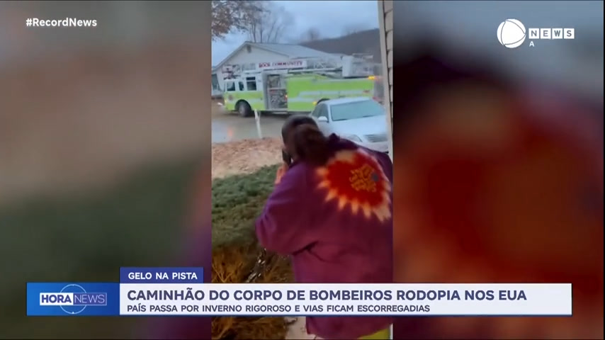 Vídeo: Caminhão do Corpo de Bombeiros rodopia em rua congelada nos EUA; assista ao vídeo