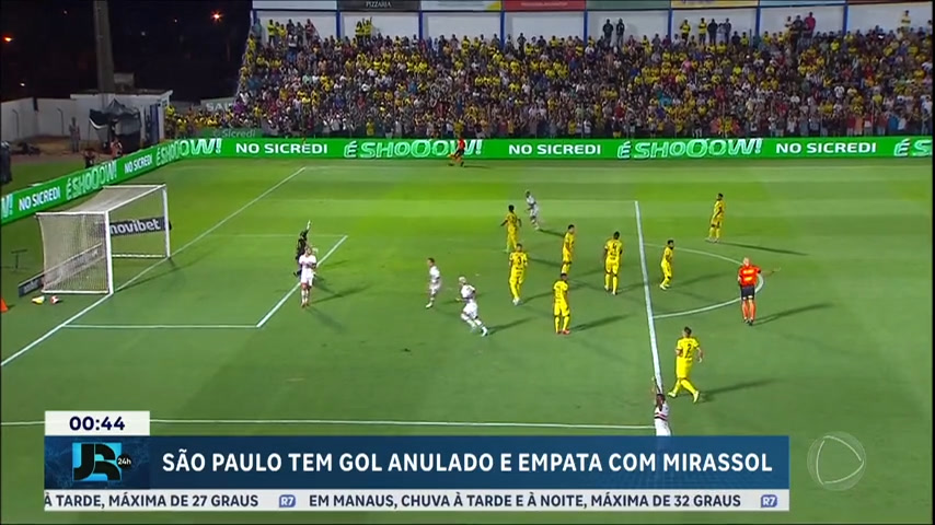 Vídeo: Calleri tem gol anulado pelo VAR e São Paulo fica no 1 a 1 com o Mirassol no interior