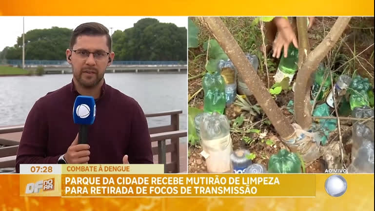 Vídeo: Parque da Cidade recebe mutirão de limpeza para retirada de focos do mosquito da dengue