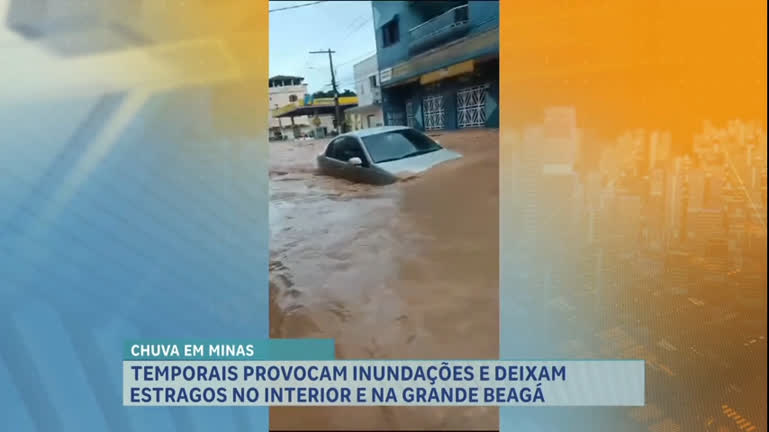 Vídeo: Chuva inunda ruas e avenidas em diversas cidades do interior de MG
