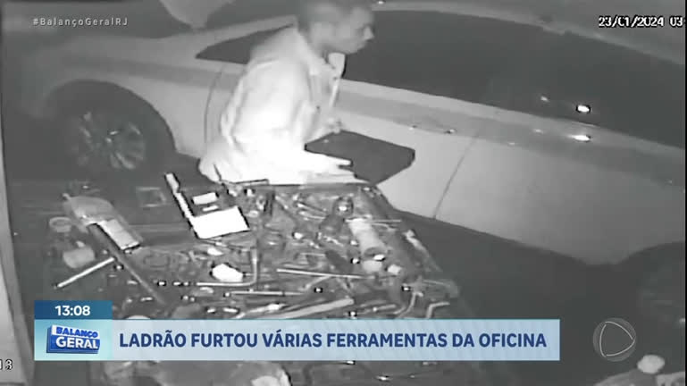 Vídeo: Bandido invade oficina e leva tudo que consegue na zona norte do Rio
