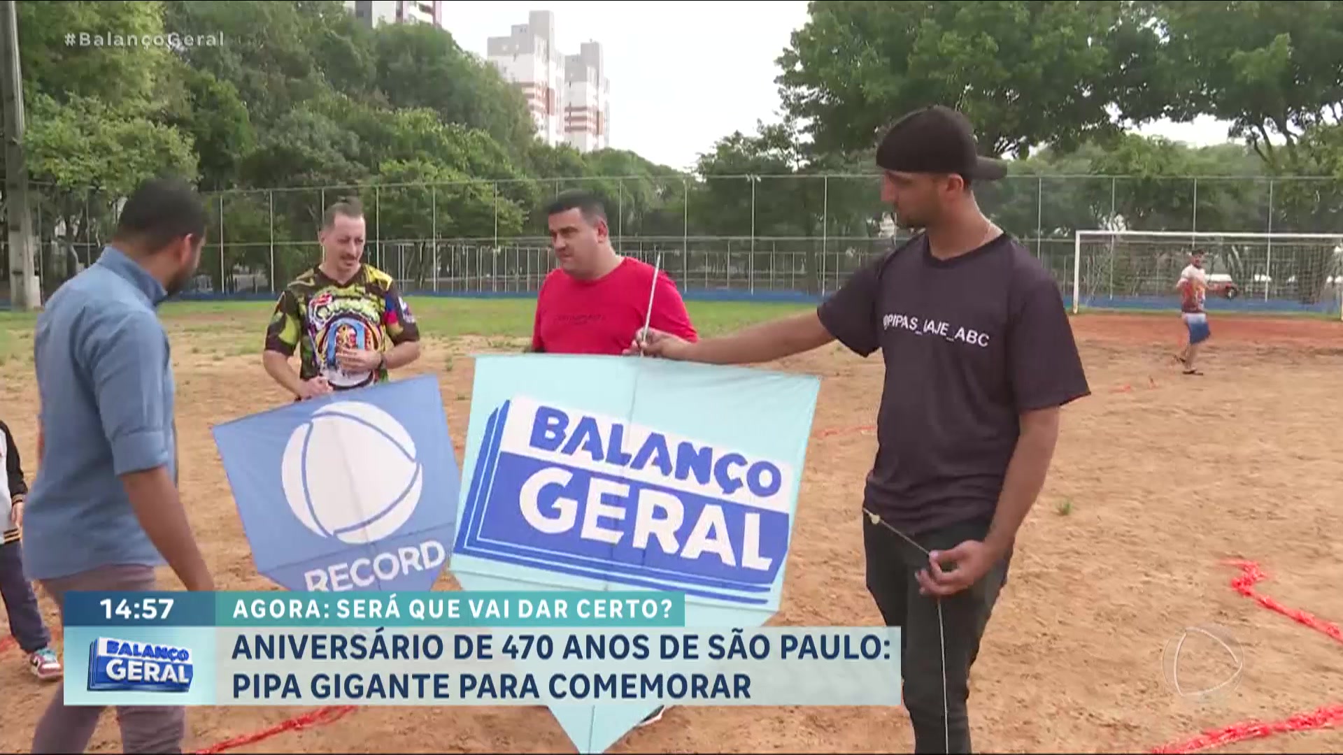 Vídeo: Pipa gigante: Balanço Geral comemora o aniversário de São Paulo nas alturas