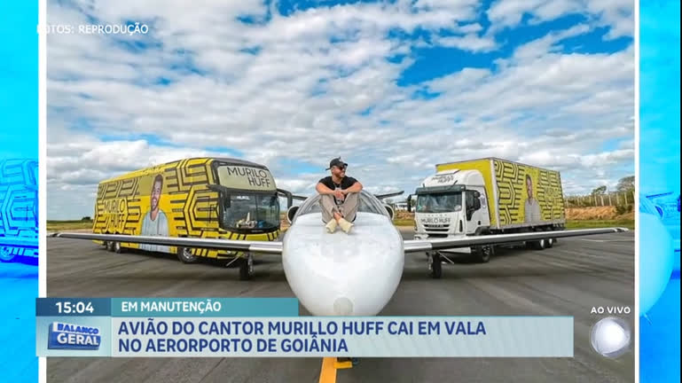 Vídeo: Avião do cantor Murilo Huff cai em vala no aeroporto de Goiânia