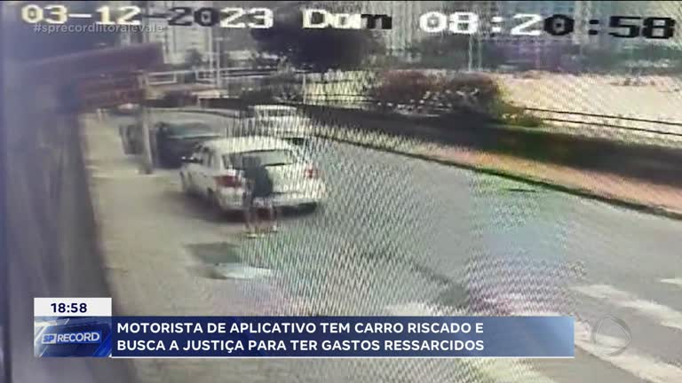 Vídeo: Motorista de aplicativo tem o carro riscado em São Vicente