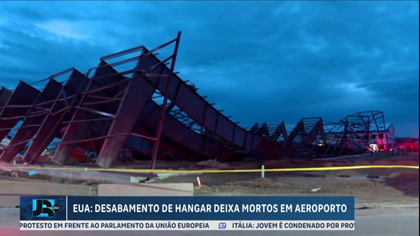 Vídeo: Hangar desaba em aeroporto e deixa três mortos nos EUA