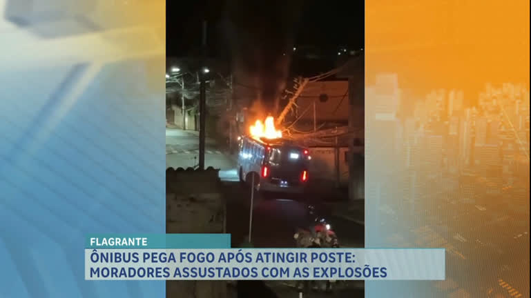 Vídeo: Incêndio deixa ônibus carbonizado e cerca de 1.000 moradores sem energia em BH