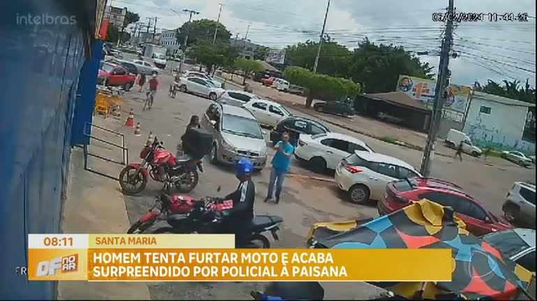 Vídeo: Vídeo: homem tenta furtar moto e é surpreendido por policial de folga