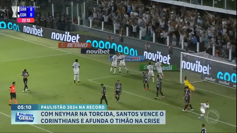 Vídeo: Corinthians perde a para o Santos e acumula cinco derrotas seguidas