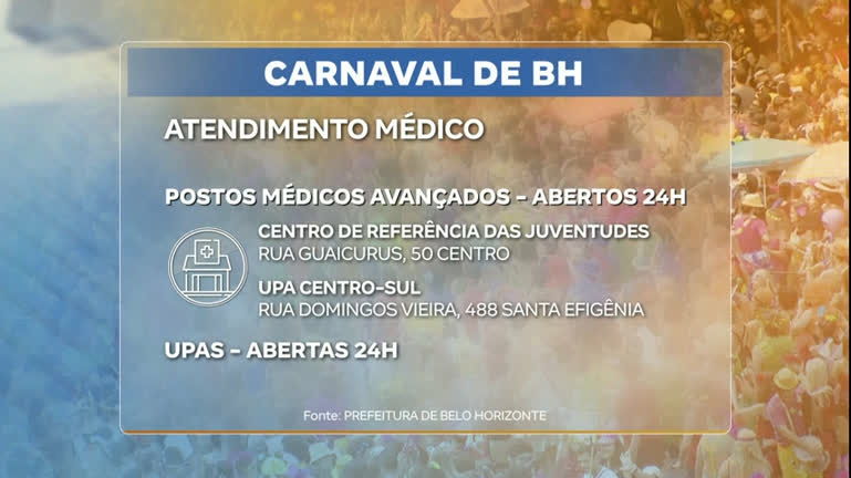BH vai ter postos médicos extras durante o Carnaval 2024