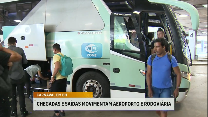 Vídeo: Carnaval movimenta aeroporto e rodoviária de Belo Horizonte