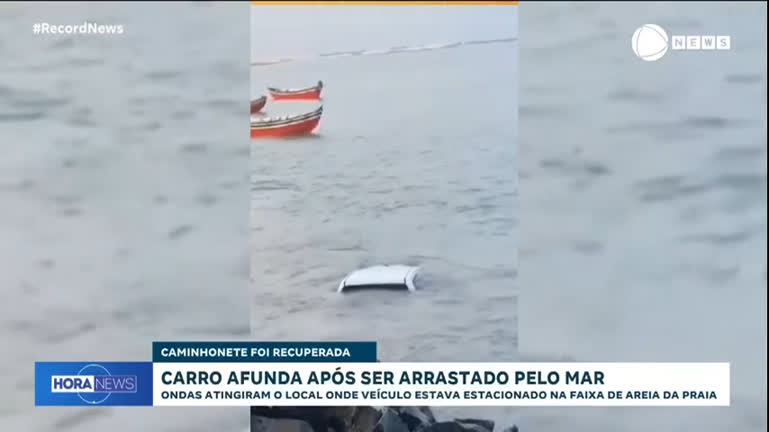 Vídeo: Caminhonete afunda após ser arrastada pelo mar em Jericoacoara, no Ceará