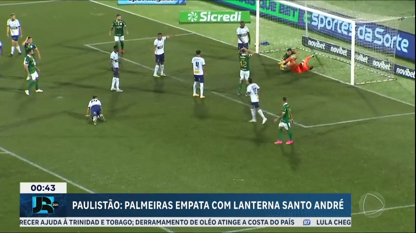 Vídeo: Palmeiras empata com lanterna Santo André e perde a chance de assumir a liderança geral do Paulistão