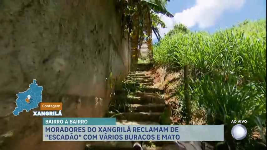 Vídeo: Bairro a Bairro: moradores denunciam "escadão" cheio de buracos e mato em Contagem (MG)