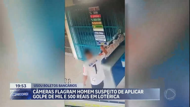 Vídeo: Câmeras flagram homem suspeito de aplicar golpe de R$ 1.500 em lotérica