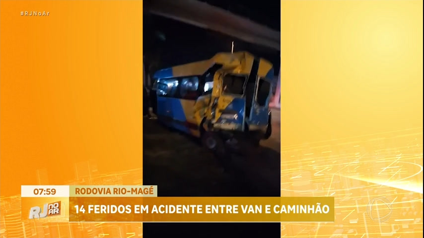 Vídeo: Acidente entre van e caminhão deixa 14 pessoas feridas na rodovia Rio-Magé