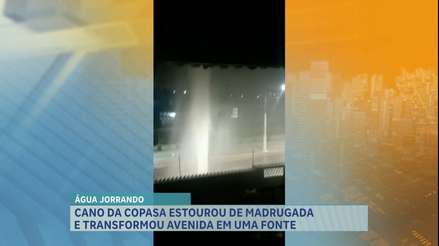 Vídeo: Cano da Copasa rompe e jorra água em avenida de Santa Luzia (MG)