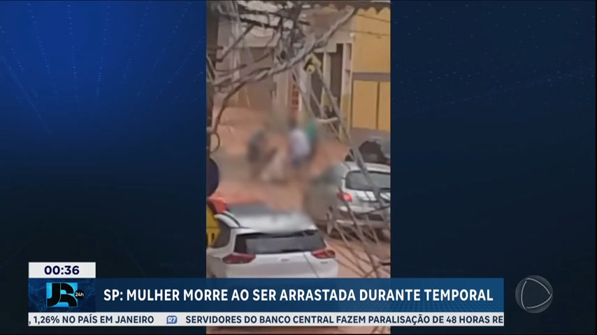Vídeo: Mulher morre após ser arrastada por enxurrada no interior de São Paulo
