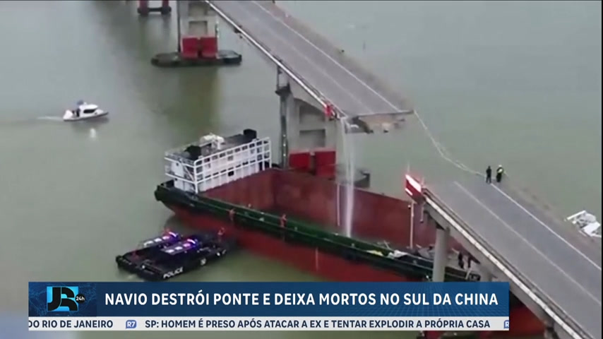 Vídeo: Navio derruba ponte e deixa pelo menos cinco pessoas mortas na China