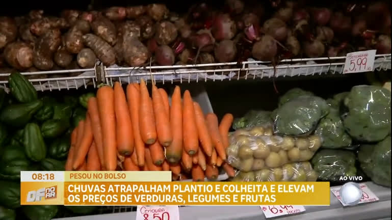 Vídeo: Chuvas atrapalham plantio e colheita e elevam preços de verduras, legumes e frutas