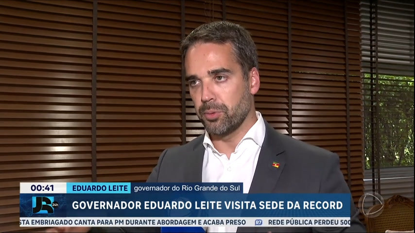 Vídeo: Eduardo Leite, governador do Rio Grande do Sul, visita sede da RECORD