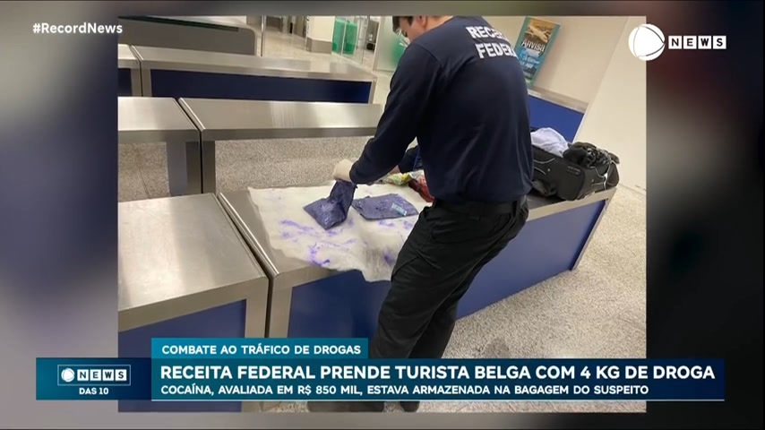 Vídeo: Receita Federal prende turista belga com 4 kg de droga em aeroporto de Brasília