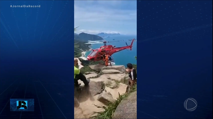 Vídeo: Minuto JR : Mulher é resgatada por helicóptero após fraturar a perna na Pedra do Telégrafo (RJ)