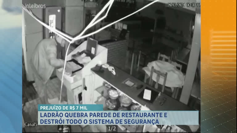 Vídeo: Homem invade restaurante e deixa prejuízo de R$7 mil em BH