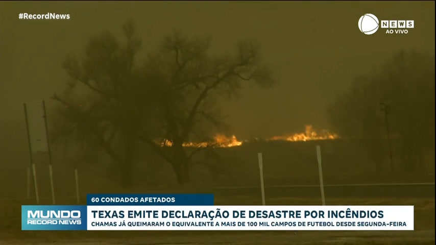 Vídeo: Incêndio florestal no Texas queima o equivalente a mais de 100 mil campos de futebol