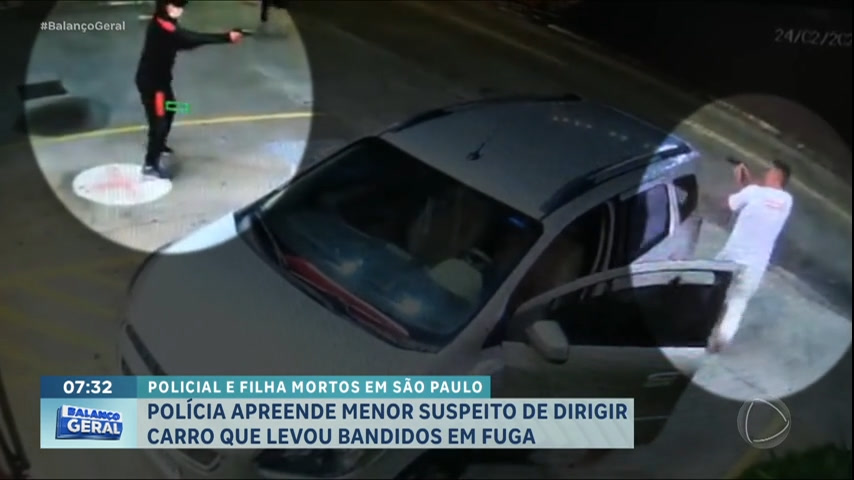 Vídeo: Menor suspeito de dirigir carro dos bandidos que mataram policial e a filha dele é apreendido