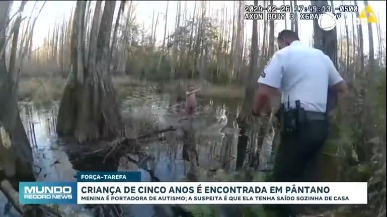 Vídeo: Criança de 5 anos desaparecida é resgatada em pântano nos Estados Unidos