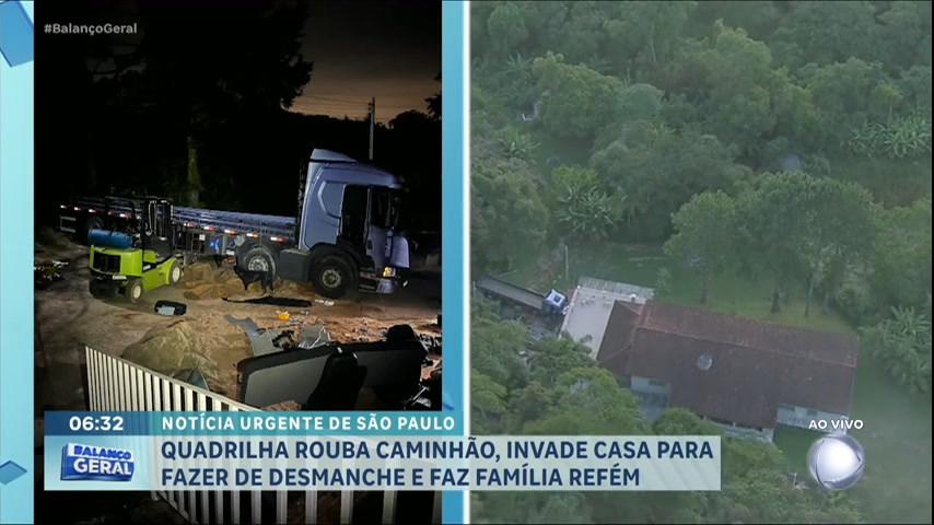 Vídeo: Quadrilha rouba caminhão, invade chácara e faz família refém em SP