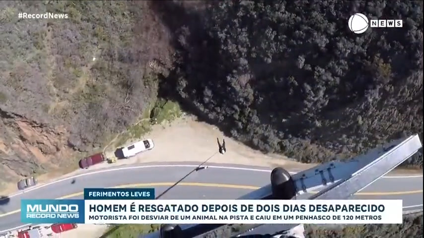 Vídeo: Homem é resgatado após ficar dias desaparecido em um penhasco na Califórnia