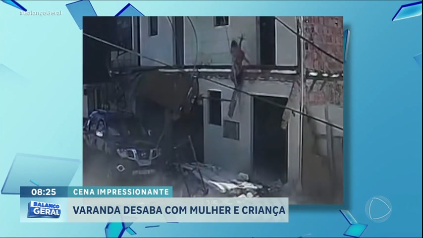 Vídeo: Desabamento de varanda deixa mulher e criança feridas no interior de Pernambuco