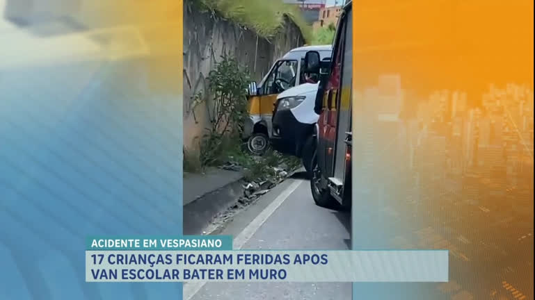 Vídeo: Motorista de van escolar perde controle do veículo e 17 crianças ficam feridas em Vespasiano (MG)