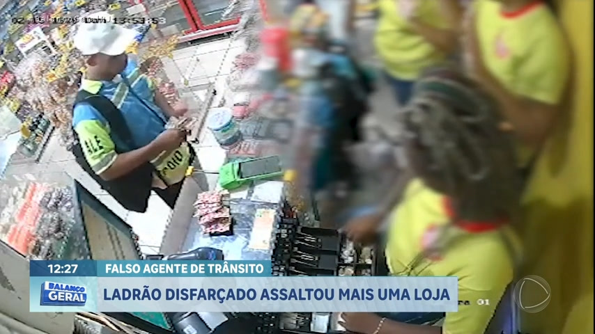 Vídeo: Criminoso usa roupa de agente de trânsito para roubar loja de doces na zona norte do Rio