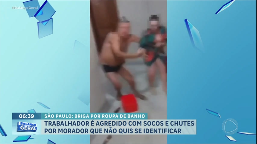 Vídeo: Funcionário de condomínio é agredido após advertir morador sobre uso inadequado de trajes de banho