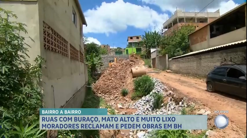 Vídeo: Bairro a Bairro: moradores reclamam de buracos, mato alto e excesso de lixo em rua de BH