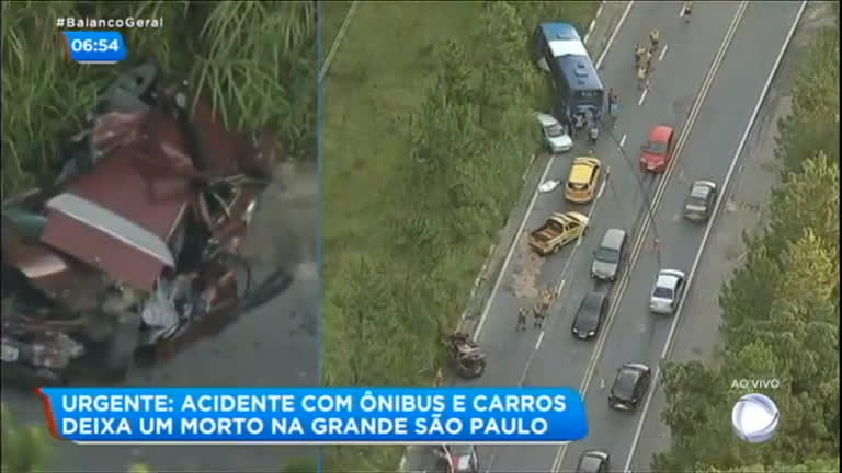 Vídeo: Acidente entre ônibus e carros deixa uma pessoa morta na Grande São Paulo