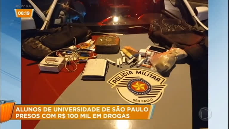 Vídeo: Universitários são presos com R$ 100 mil em drogas